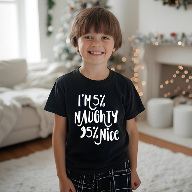 Camiseta Estou 5% safado 95% legal | Natal da tipografia (I'm 5% Naughty 95% Nice | Typography Christmas Tri-Blend Shirt)