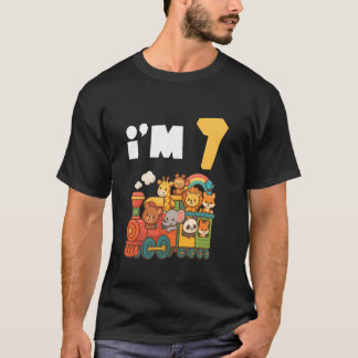 Camiseta Estou 7 Animal Fofo Trem Aniversário 7º Sete Camis