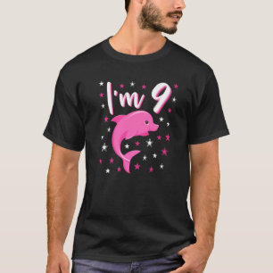 Camiseta Estou 9 Pequena Ideia de Golfinho Rosa Fofo Aniver