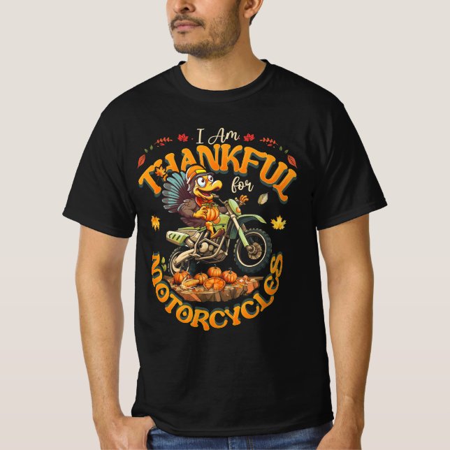 Camiseta Estou Agradecido Pela Ação De Graças De Motociclos (Frente)