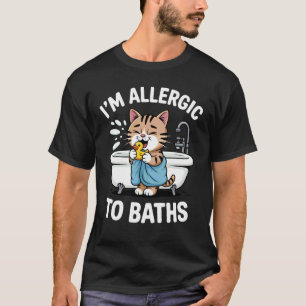 Camiseta Estou Alérgico a Banhos Piada Divertida de Gato