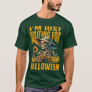 Camiseta Estou apenas esperando pelo halloween mulheres esq