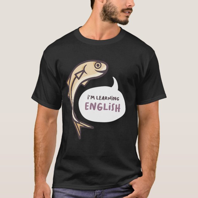 Camiseta Estou aprendendo Inglês Manjubas Amarelas (Frente)