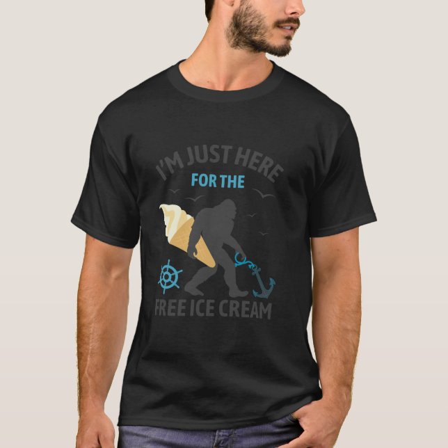 Camiseta Estou aqui apenas para o Sorvete livre, Bigfoot Cr (Frente)