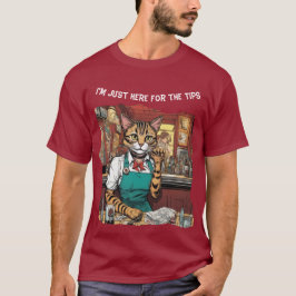 Camiseta Estou aqui apenas pelas dicas Gato em um bar de me