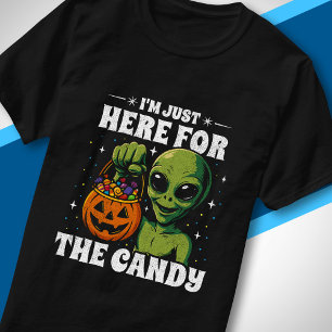 Camiseta Estou Aqui Apenas Pelo Doce Alien Divertido Dia da
