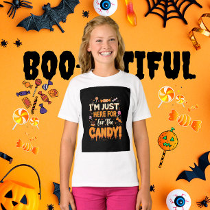 Camiseta Estou Aqui Apenas Pelo Doce! - Menina de Halloween