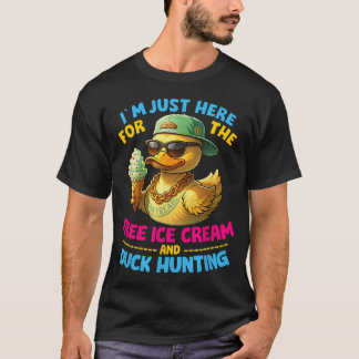 Camiseta Estou Aqui Apenas Pelo Sorvete Grátis E Pato