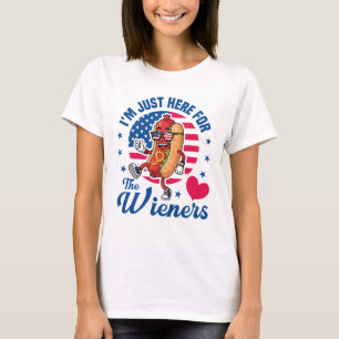 Camiseta Estou Aqui Apenas Pelos Cachorros Quentes, Hot Dog
