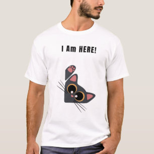 Camiseta Estou aqui! Gato Engraçado
