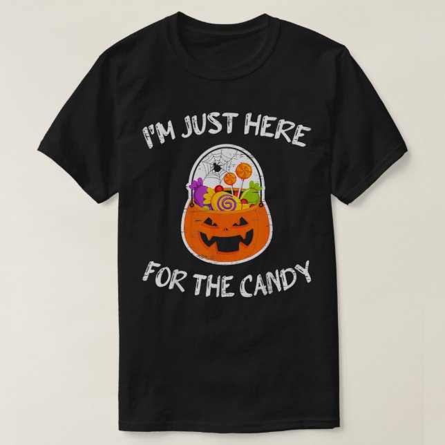 Camiseta Estou aqui para a prova do dia das bruxas de choco (Frente do Design)