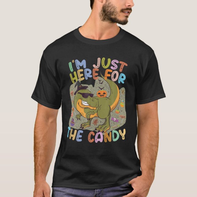 Camiseta Estou Aqui Para O Dia Das Bruxas De Dinossauros Do (Frente)