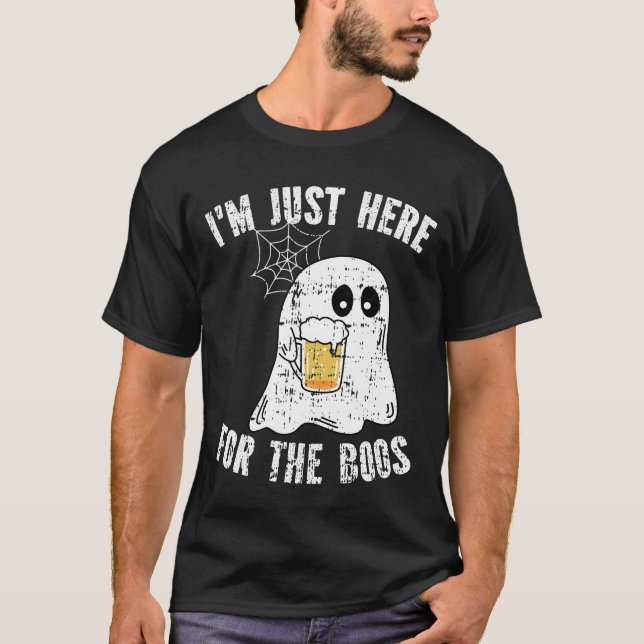 Camiseta Estou aqui para o Fantasma do Dia de as Bruxas eng (Frente)