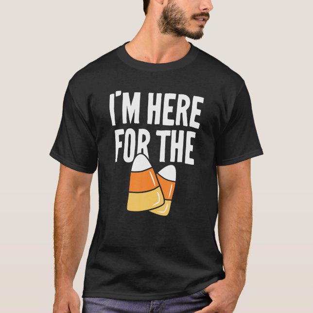 Camiseta Estou aqui para os adultos do Candy Corn Engraçado (Frente)