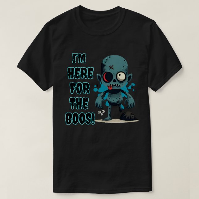 Camiseta Estou aqui para os Boos: Dia de as Bruxas engraçad (Frente do Design)
