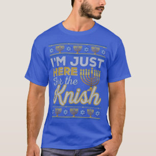 Camiseta Estou aqui pela Comida Knish Engraçada Hanukkah Je