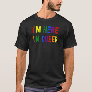 Camiseta Estou aqui, sou a Rainer Pride LGBT Rainbow Flag H