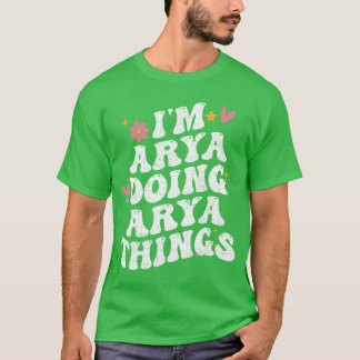 Camiseta Estou Arya Fazendo Aryahings Retro Groovy Personal