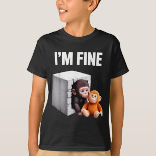 Camiseta Estou bem, macaco bebê fofo ansiedade meme humor