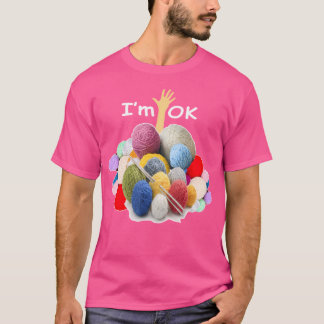 Camiseta Estou Bem - Piada de Lã de Crochê e Tricô Desorgan