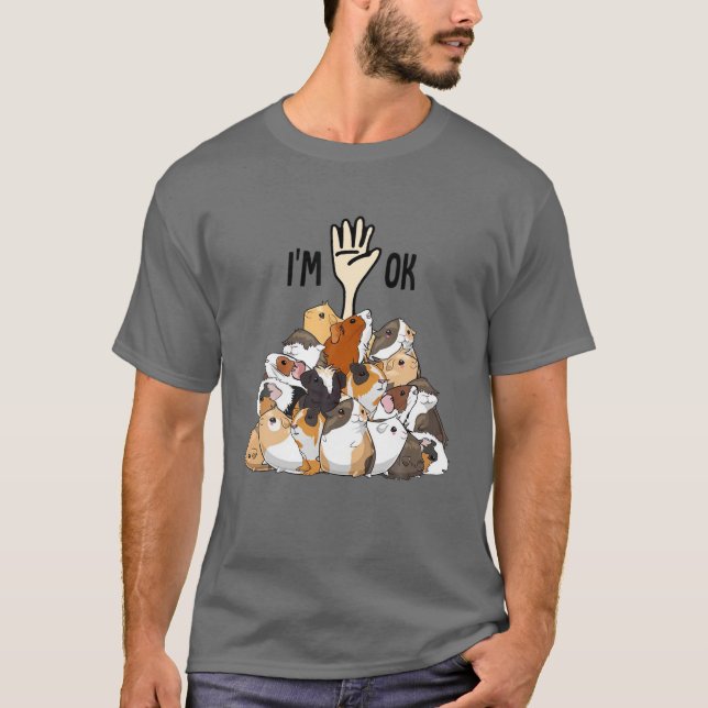 Camiseta Estou bem, querida Guiné Engraçado Porco Mãe Porco (Frente)