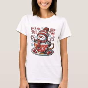Camiseta Estou Bem Tudo Está Bem Piada De Natal Boneco De N
