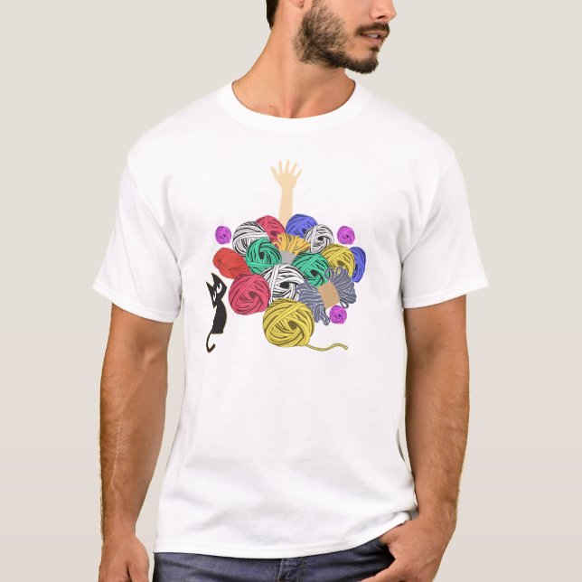 Camiseta Estou bem Yarn tricotando crochê engraçado (Frente)