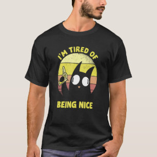 Camiseta Estou Cansado De Ser Simpático Gato Preto Raivoso