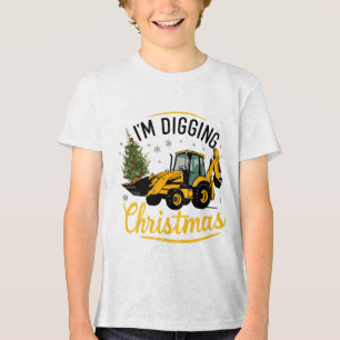 Camiseta Estou Cavando Árvore de Natal Excavadeira Fofa par
