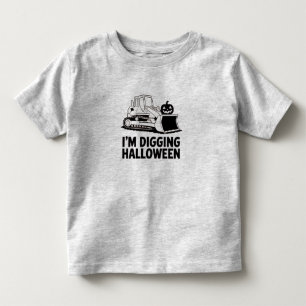 Camiseta Estou Cavando Rosto de Abóbora de Halloween Trator