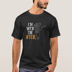 Camiseta Estou com a bruxa, Casal de Marido Engraçado Hall
