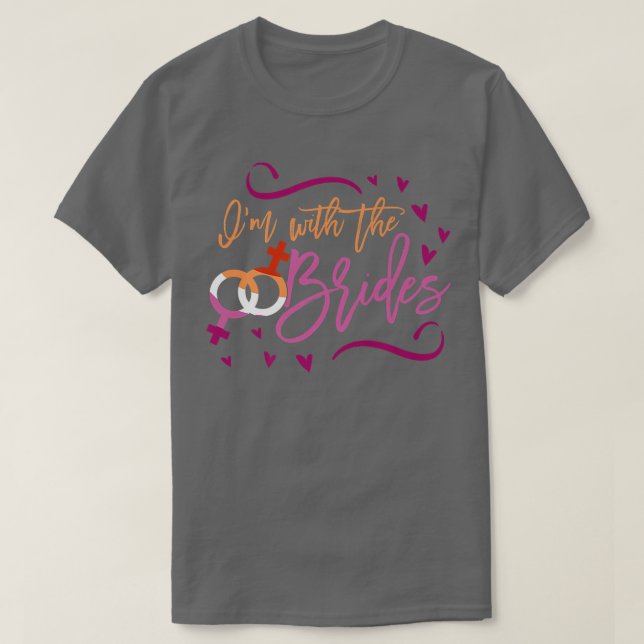 Camiseta Estou Com A Equipe Da Noiva Casamento Lésbico Comb (Frente do Design)