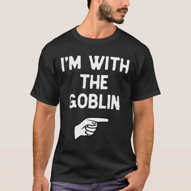 Camiseta Estou com a fantasia de Goblin que o dia das bruxa (Frente)