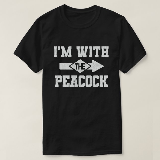 Camiseta Estou com a fantasia do Dia das Bruxas de Peacock (Frente do Design)