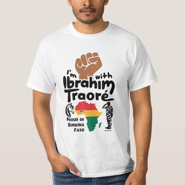 Camiseta Estou com Ibrahim Traoré Burkina Faso na África Oc (Frente)