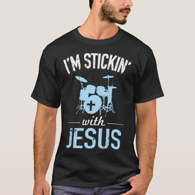 Camiseta Estou Com Jesus Drummer Cristão (Frente)