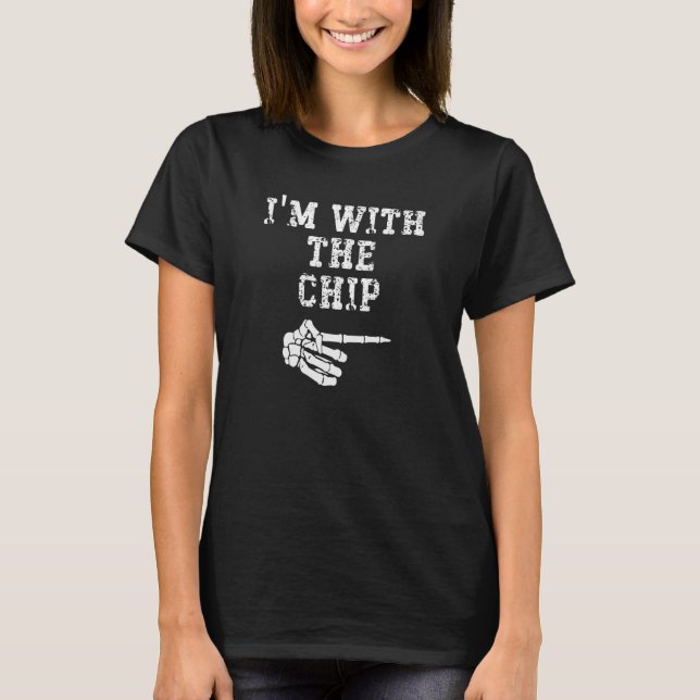 Camiseta Estou com o Chip Point Correspondendo Casais no Di (Frente)
