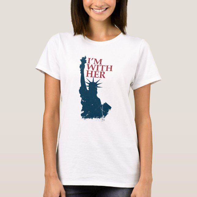Camiseta Estou com sua estátua de Lady Liberty Patriótica (Frente)