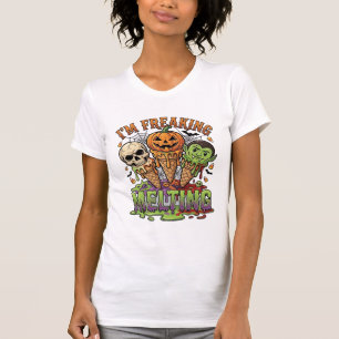 Camiseta Estou Derretendo Sorvete de Halloween Abóbora Crân