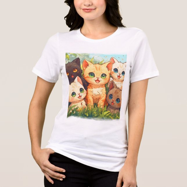 Camiseta Estou em Kitten Heaven - Design de Gato de Cartoon (Frente)
