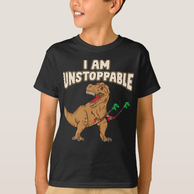 Camiseta Estou Ininterrupta Com Armas De Dinossauro Curto E (Frente)