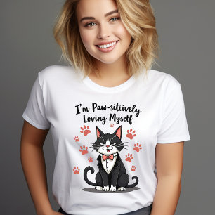 Camiseta Estou me amando de forma criativa - Gato Tuxedo