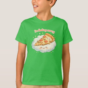 Camiseta Estou Me Sentindo Atrevido Pizza Fofo Cartoon Co