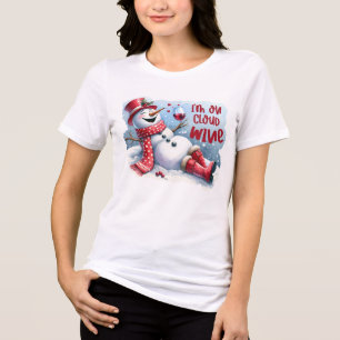 Camiseta Estou na nona nuvem homem de neve engraçado Bebend