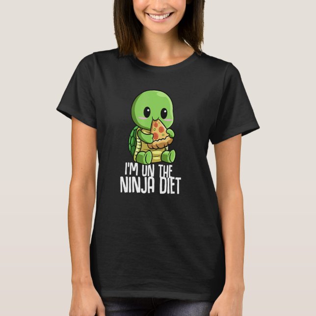 Camiseta Estou no Geek Ninja Diet Turtle Comendo Pizza (Frente)