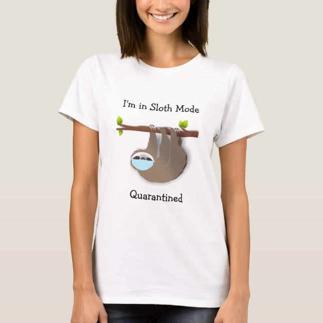 Camiseta "Estou no Modo Lama" Brown Sloth com Máscara Médic (Frente)