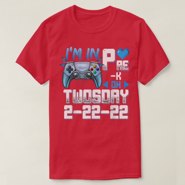 Camiseta Estou no PréK na terça-feira 2222 Videos games (Frente do Design)