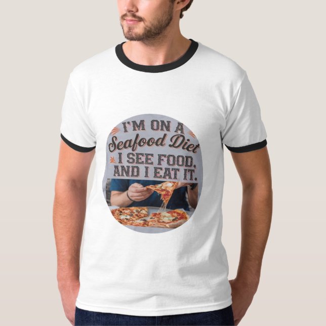 Camiseta Estou numa comida de frutos do mar engraçada (Frente)