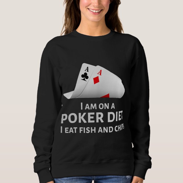 Camiseta Estou Numa Dieta De Pôquer Comendo Peixes E Chips (Frente)