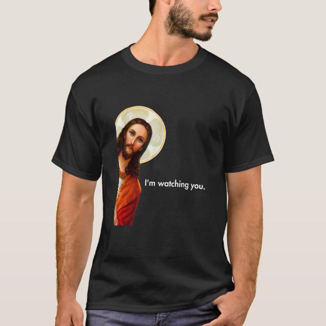 Camiseta Estou Observando Você Roupas Engraçadas Espiando J (Frente)